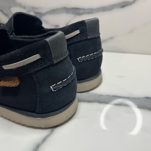 Clarks Noonan Cushioned Moccasins Loafers Slip-On Navy Suede Comfort Shoes 12 M - Picture 4 of 7